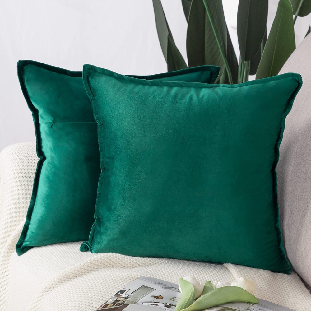 9716 Set of 2 Super Soft Velvet Decorative Throw Pillow Covers 18x18 inch